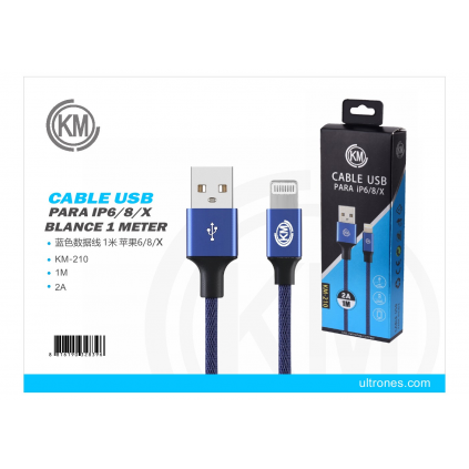 KM-210 CABLE LIGHTNING TRENZADO [AZUL]